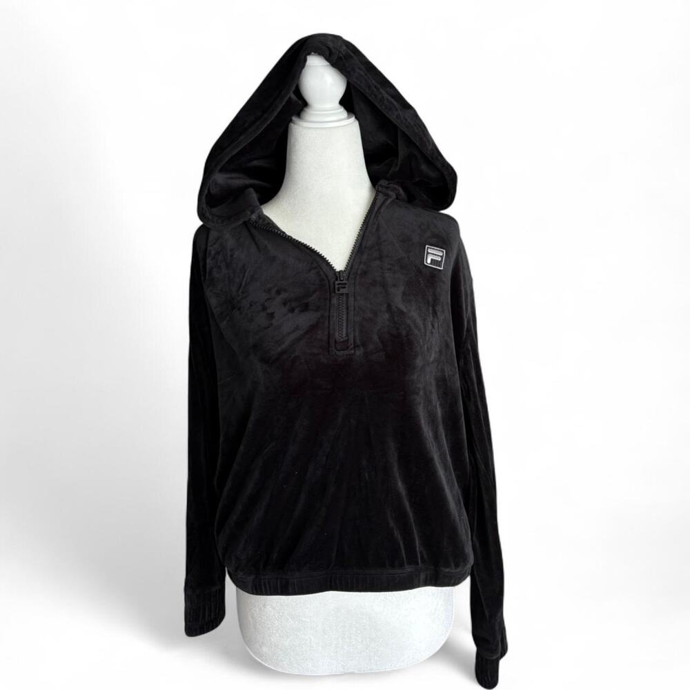 Fila Velour Velvet Y2K Style Quarter Zip Hoodie